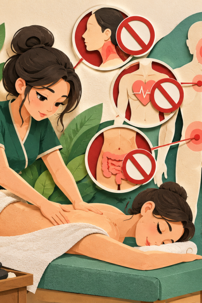 Massage Contraindications Paper Art Infographic