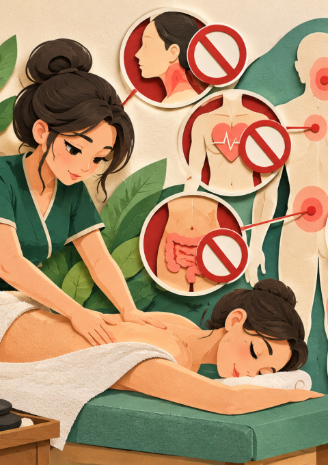 Massage Contraindications Paper Art Infographic