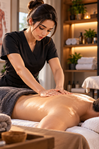 Warm Spa Massage Therapy Session