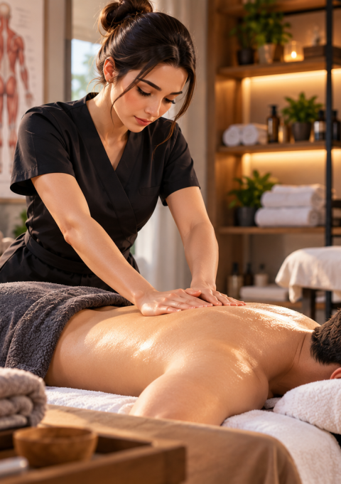 Warm Spa Massage Therapy Session